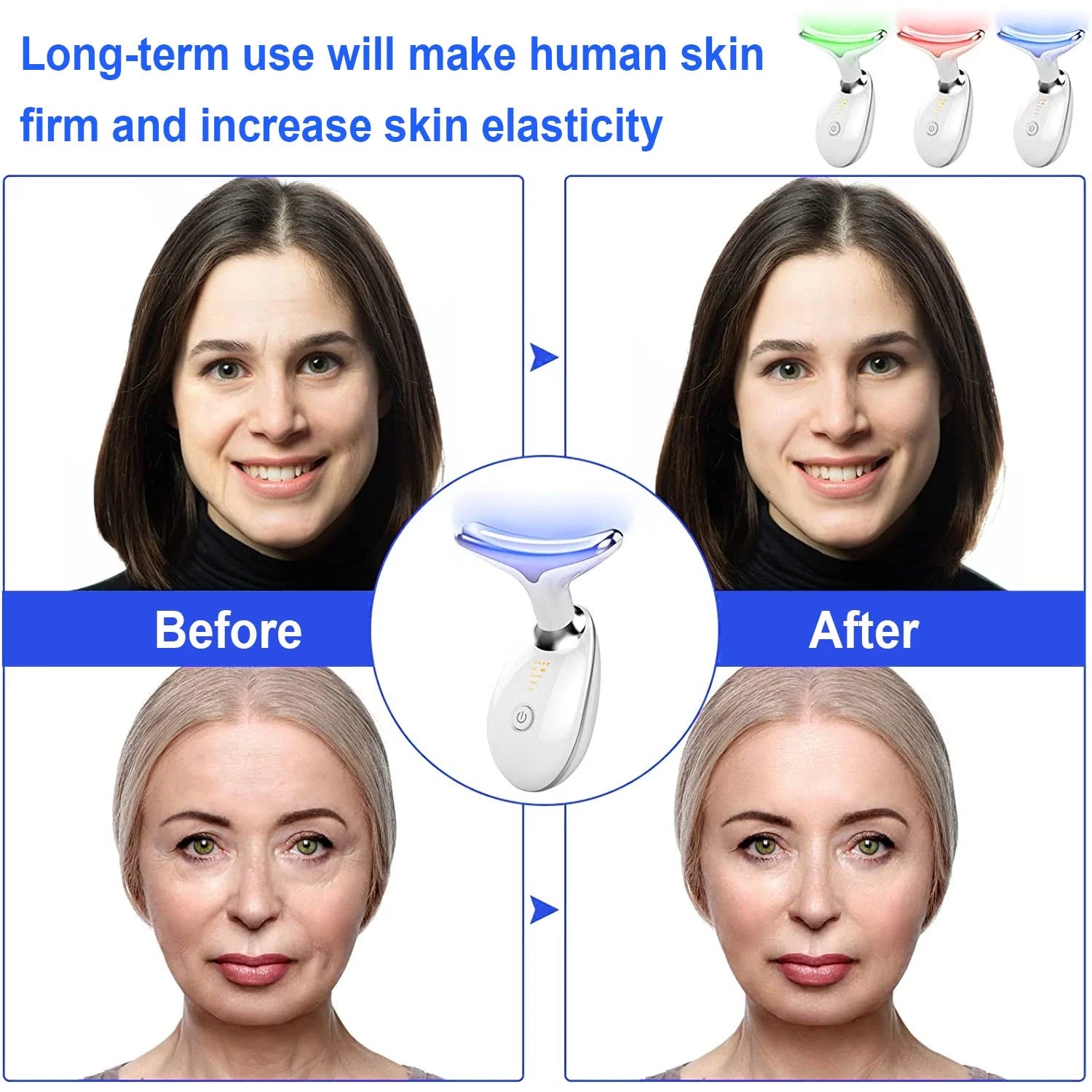 Red Light Therapy for Face, 3-In-1 Firming Removal Facial Massager LED Face Skin Rejuvenation for Face & Neck Beauty Device anti Skin Care Tools for Skin Care, White