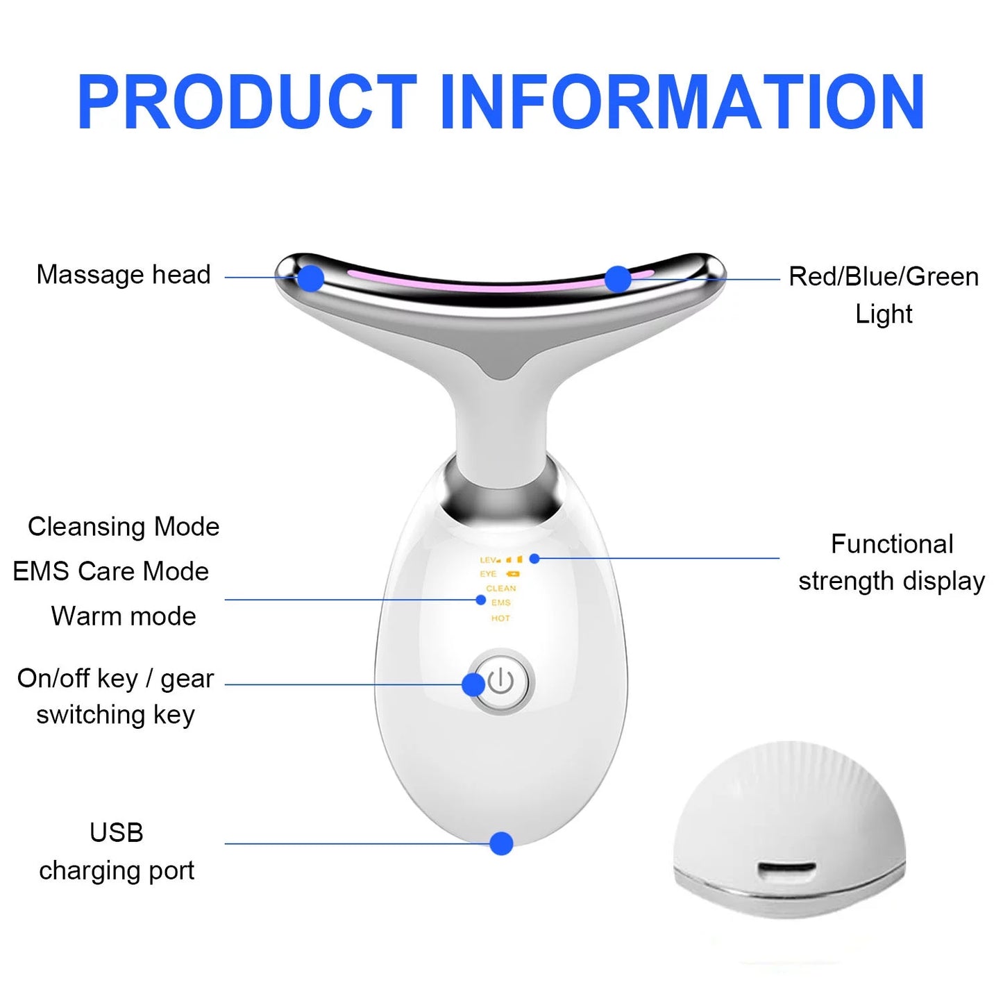 Red Light Therapy for Face, 3-In-1 Firming Removal Facial Massager LED Face Skin Rejuvenation for Face & Neck Beauty Device anti Skin Care Tools for Skin Care, White