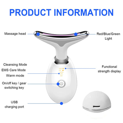 Red Light Therapy for Face, 3-In-1 Firming Removal Facial Massager LED Face Skin Rejuvenation for Face & Neck Beauty Device anti Skin Care Tools for Skin Care, White