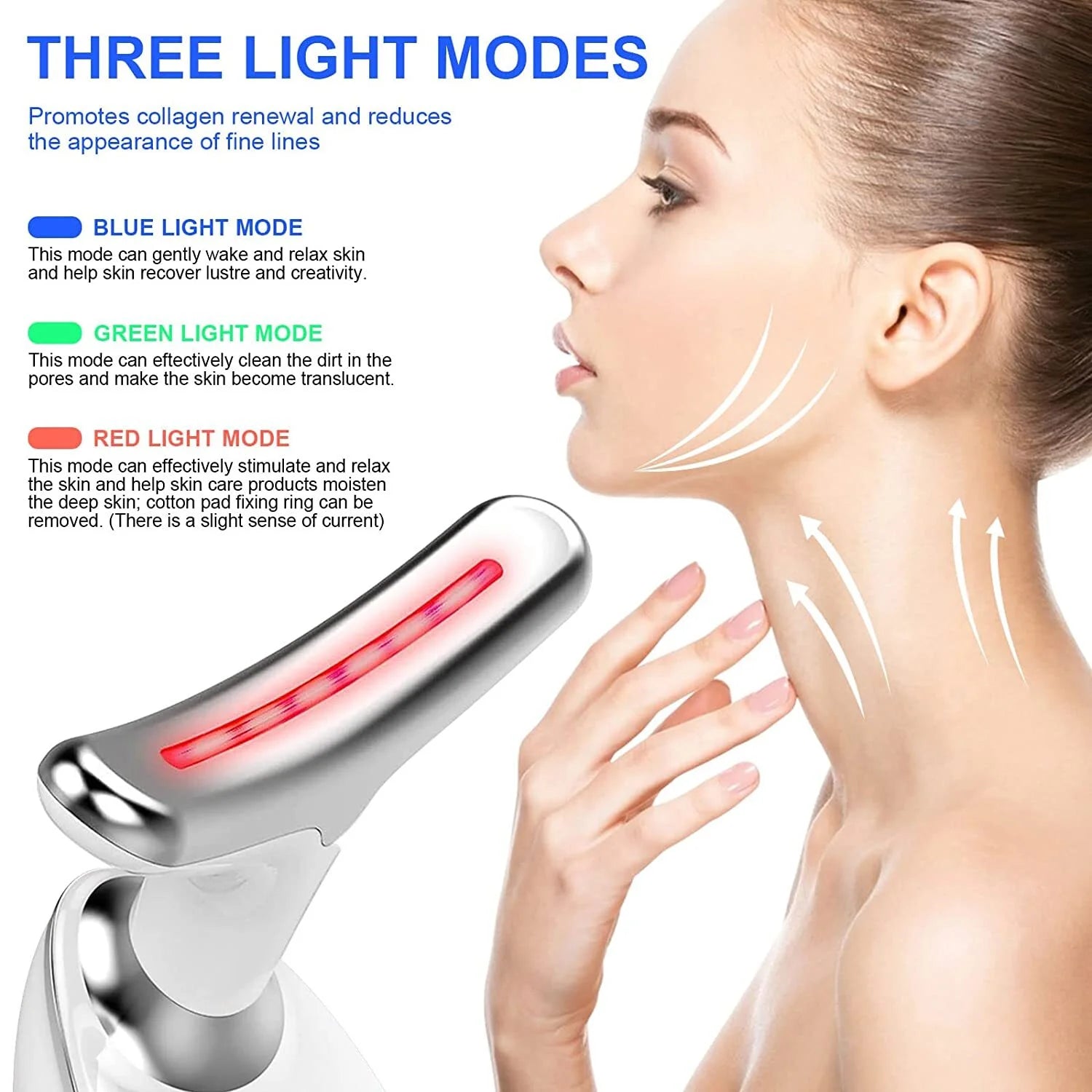 Red Light Therapy for Face, 3-In-1 Firming Removal Facial Massager LED Face Skin Rejuvenation for Face & Neck Beauty Device anti Skin Care Tools for Skin Care, White